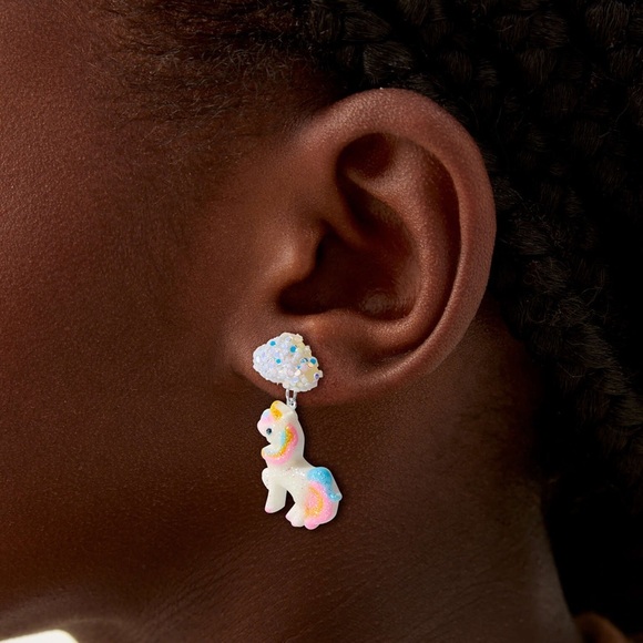 Claire's Glitter Unicorn & Cloud Earrings - Pink, Blue, Yellow - Picture 2 of 9